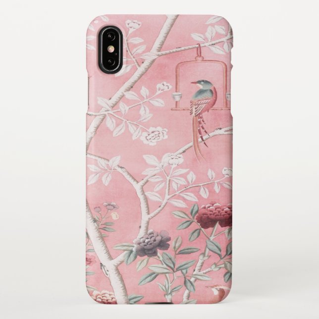 Pink Chinoiserie Bird Floral Elegant iPhone Case (Back)