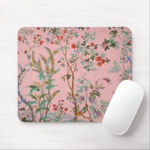 Pink Chinoiserie Bird Floral  Mouse Pad
