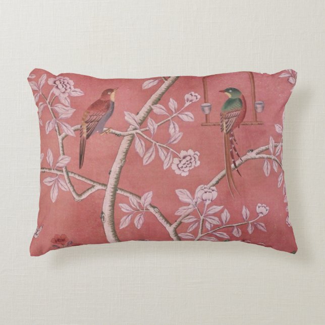 Pink Chinoiserie Decorative Cushion (Front)