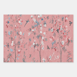 Pink Chinoiserie Decoupage Wrapping Paper Sheets 