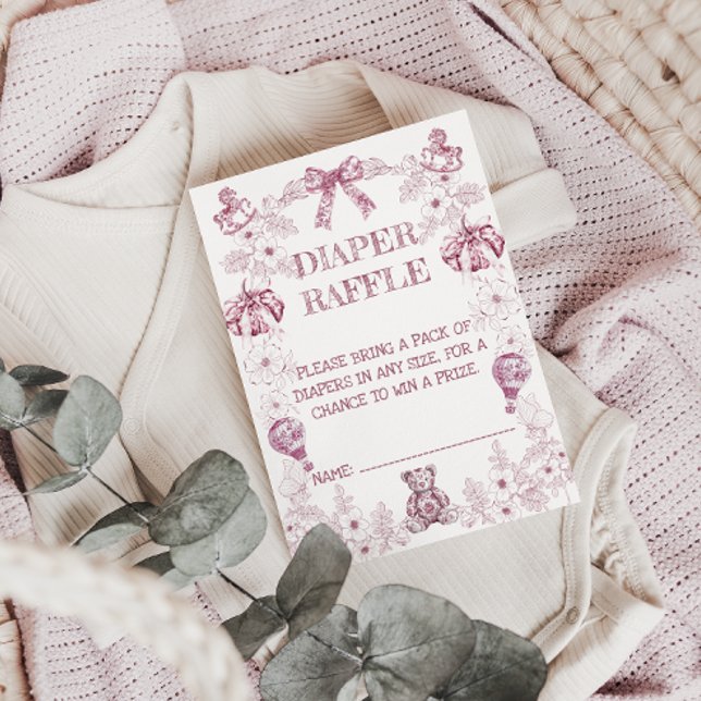 Pink Chinoiserie Floral Baby Shower Diaper Raffle Enclosure Card (Creator Uploaded)
