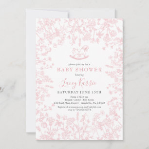 Pink Chinoiserie floral baby Shower Invitation, Invitation