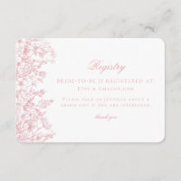 Pink Chinoiserie Floral Bridal Registry Card