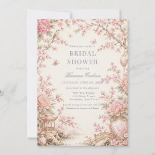 Pink Chinoiserie Floral Bridal Shower Invitation