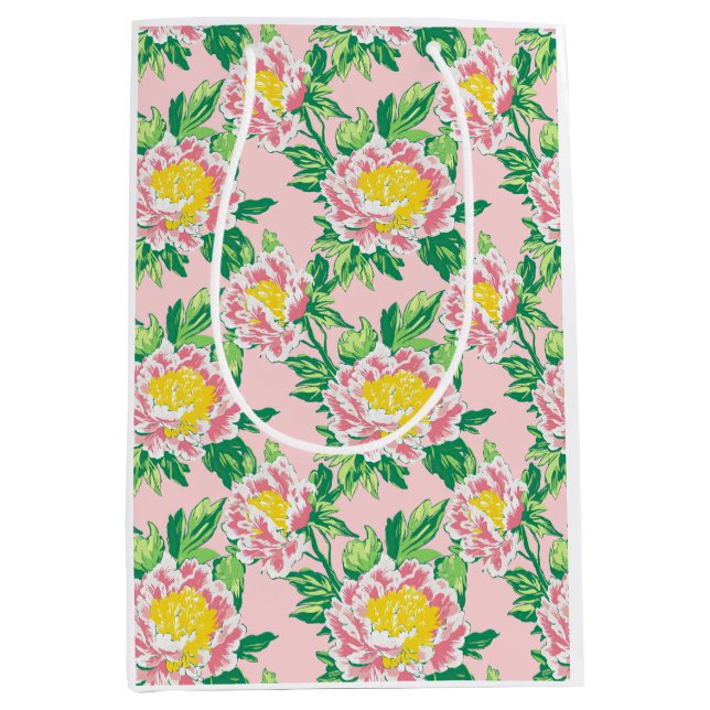 Pink Chinoiserie Floral  Medium Gift Bag (Front)