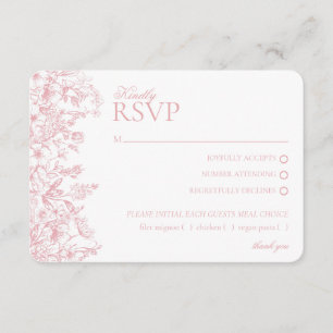Pink Chinoiserie Floral RSVP Respose Card