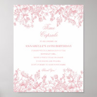 Pink Chinoiserie Floral Time Capsule Baby Birthday
