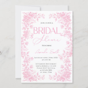 Pink Chinoiserie Flower Garden  bridal shower Invitation