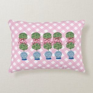 Pink Chinoiserie Ginger Jars Jar Topiary Lumbar Decorative Cushion