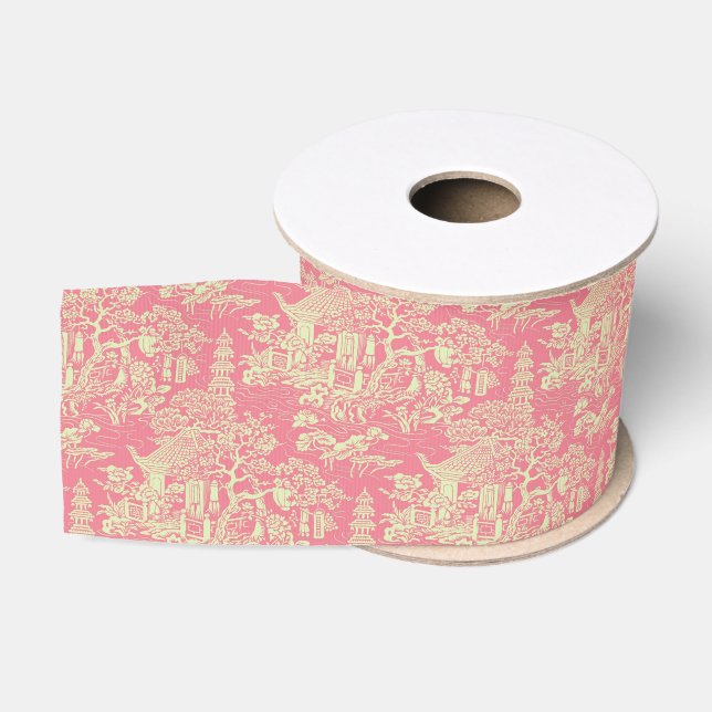 Pink Chinoiserie Grosgrain Ribbon (Spool)