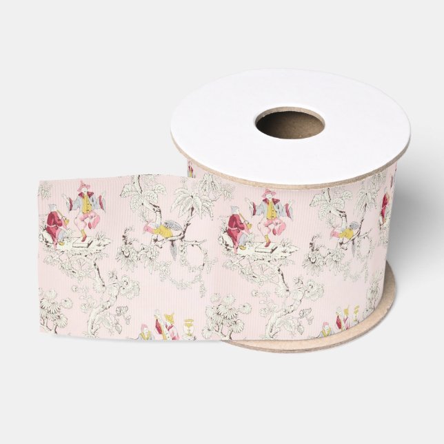 Pink Chinoiserie Grosgrain Ribbon (Spool)