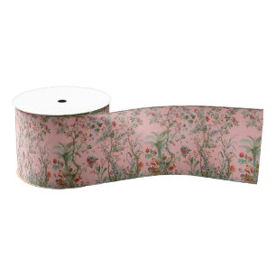 Pink Chinoiserie Grosgrain Ribbon