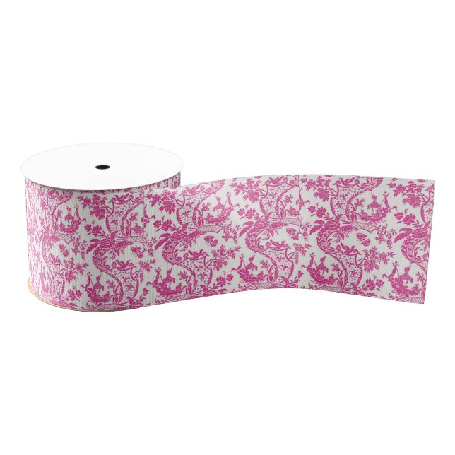 Pink Chinoiserie Grosgrain Ribbon (Spool)