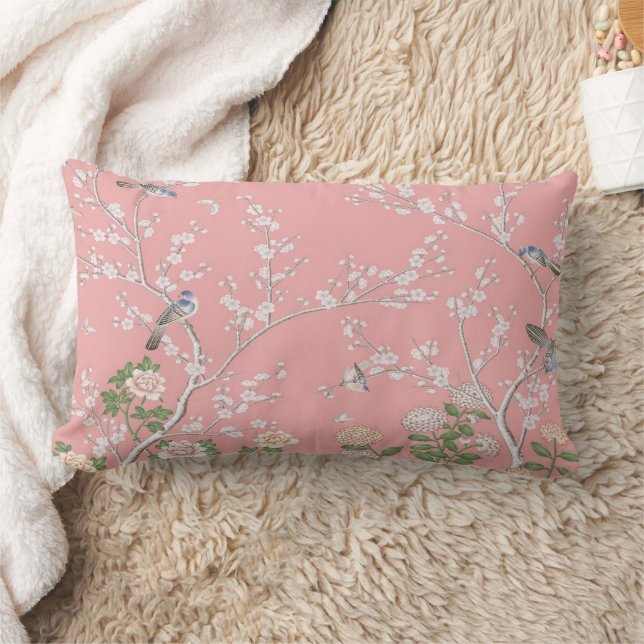 Pink Chinoiserie  Lumbar Cushion (Blanket)