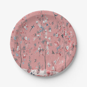 Pink Chinoiserie Paper Plate