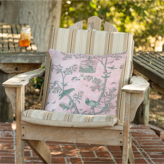 Pink Chinoiserie Patio Cushion (Chair)