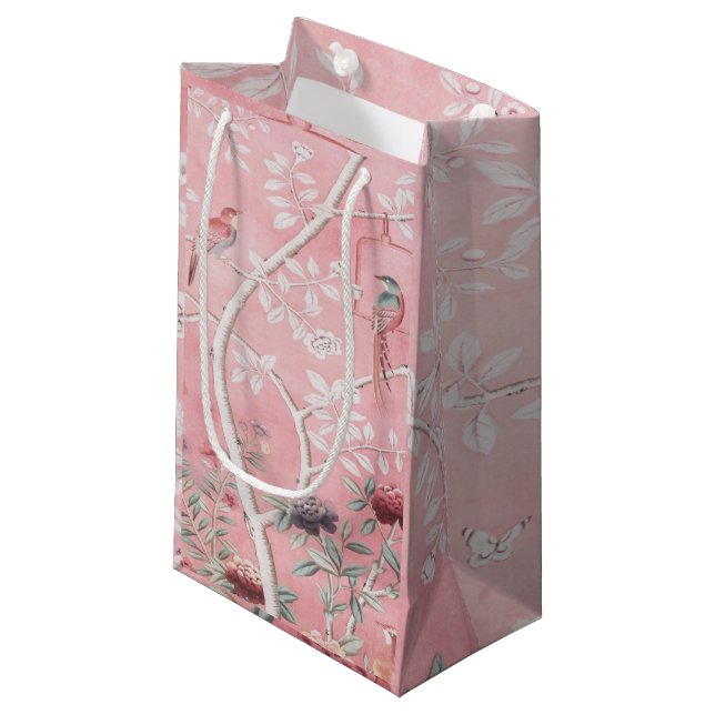 Pink Chinoiserie Small Gift Bag (Front Angled)
