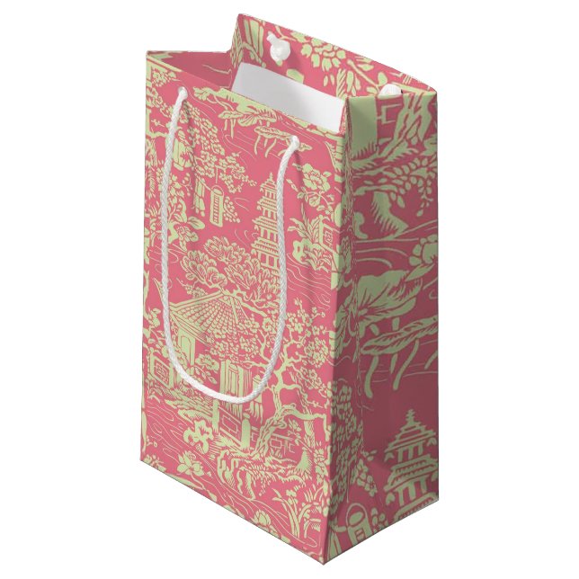 Pink Chinoiserie Small Gift Bag (Front Angled)