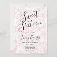 Pink Chinoiserie Sweet Sixteen Birthday Invite