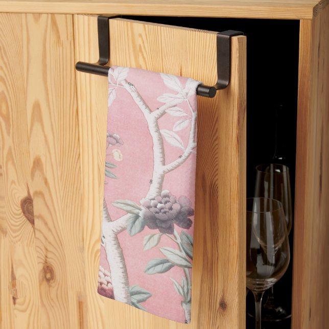 Pink Chinoiserie Tea Towel (Thirds Fold)