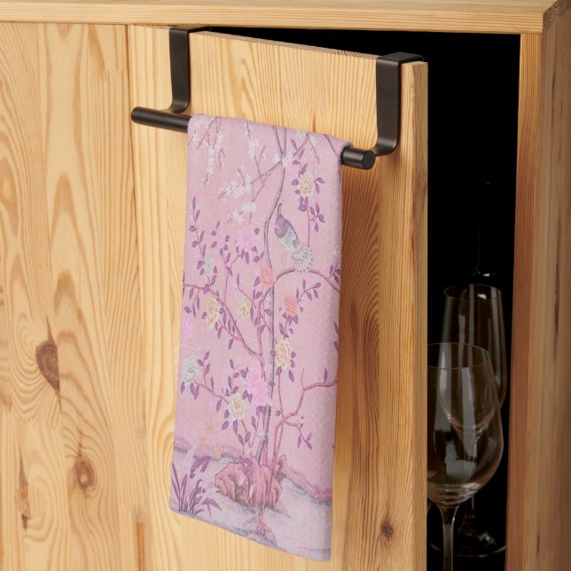 Pink Chinoiserie Tea Towel (Thirds Fold)