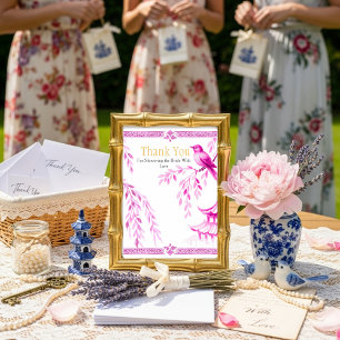 Pink Chinoiserie "Thank You" Sign Invitation