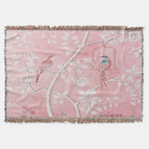 Pink Chinoiserie Throw Blanket