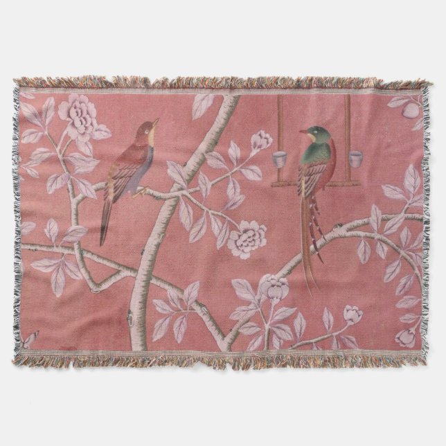 Pink Chinoiserie  Throw Blanket (Front)