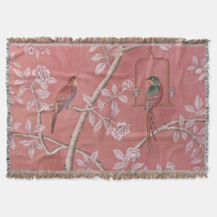 Pink Chinoiserie Throw Blanket