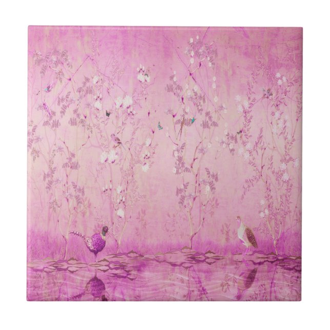 Pink Chinoiserie  Tile (Front)