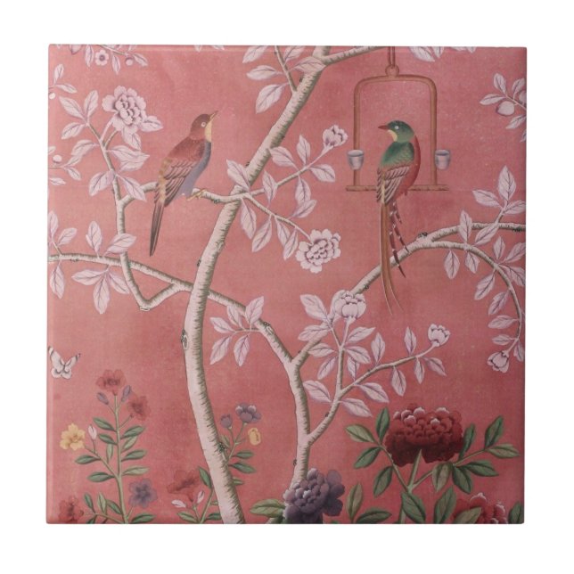 Pink Chinoiserie Tile (Front)