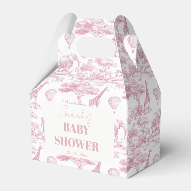 Pink Chinoiserie Toile de Jouy Baby Shower  Favour Box (Front Side)
