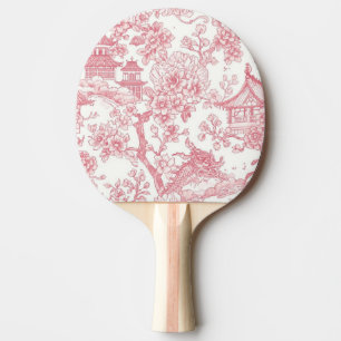 Pink Chinoiserie Toile Dragon Cherry Blossom Ping Pong Paddle