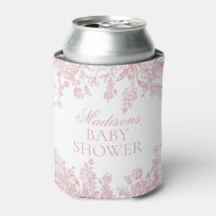 Pink Chinoiserie Vintage Floral Baby Shower Can Cooler