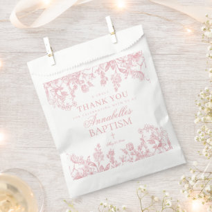 Pink Chinoiserie Vintage Floral Baptism Dessert Favour Bags