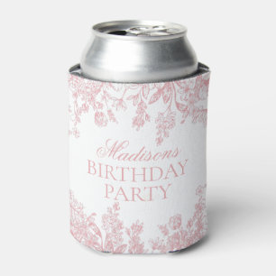 Pink Chinoiserie Vintage Floral Birthday Favours Can Cooler