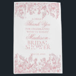 Pink Chinoiserie Vintage Floral Bridal Shower Medium Gift Bag<br><div class="desc">Love is in bloom! This pink Chinoiserie Party Decor Collection, features delicate toile floral patterns for timeless elegance. Each piece in this collection showcases intricate designs in shades of pink, evoking a sense of sophistication and elegance. ★ Let me help you plan your next party! ★ If you need coordinating...</div>