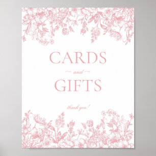Pink Chinoiserie Vintage Floral Cards & Gifts Sign