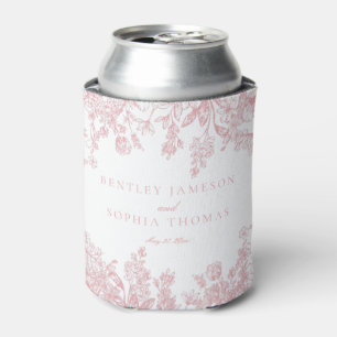 Pink Chinoiserie Vintage Floral Wedding Favors Can Cooler