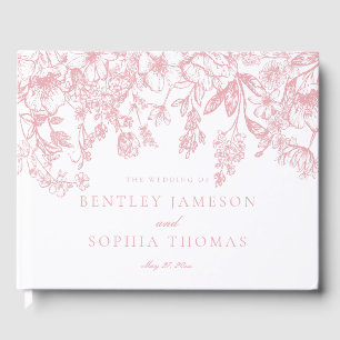 Pink Chinoiserie Vintage Floral Wedding Guestbook