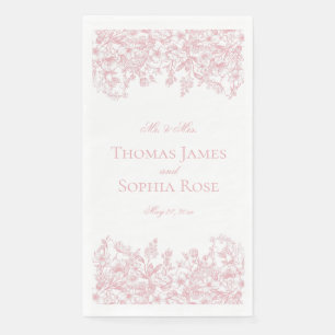 Pink Chinoiserie Vintage Floral Wedding Napkin