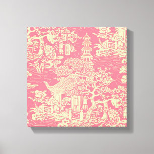 Pink Chinoiserie Wall Art Decor Canvas Print