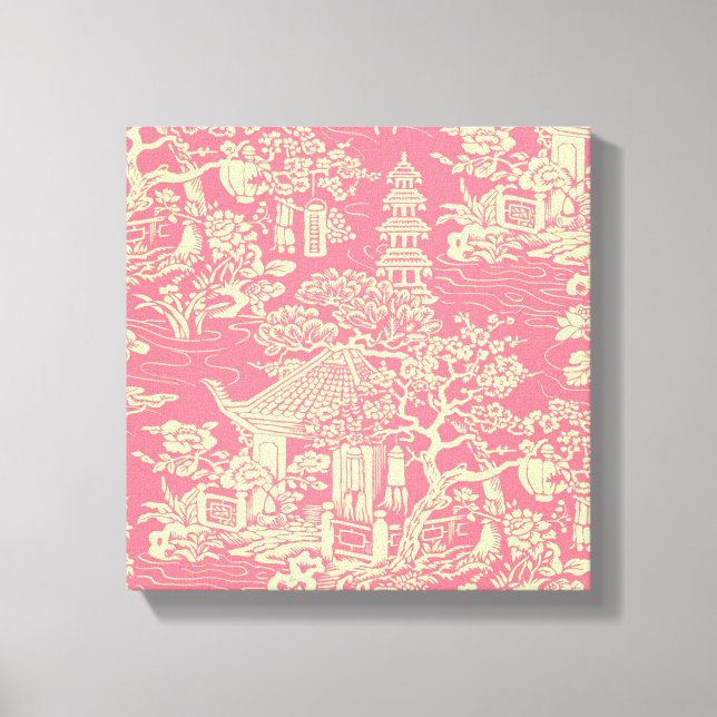 Pink Chinoiserie Wall Art Decor Canvas Print (Front)