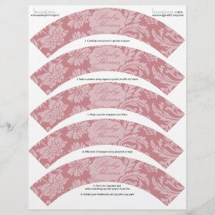 Pink Chintz Baby Shower DIY Cupcake Wrappers