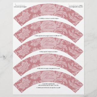 Pink Chintz Baby Shower DIY Cupcake Wrappers