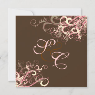 Pink Chocolate  Cream Swirls Wedding Invitations
