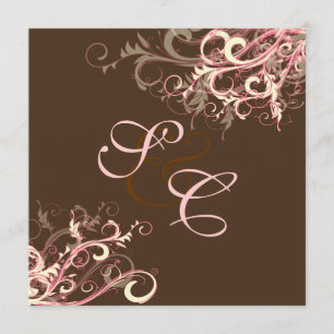 Pink Chocolate Cream Swirls Wedding Invitations