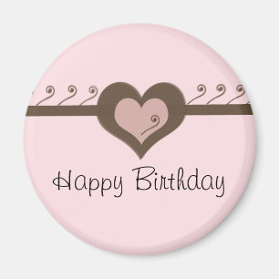Pink Chocolate Heart Birthday Magnet