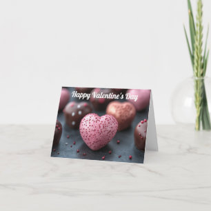 Pink Chocolate Heart Valentine's Greeting Holiday Card