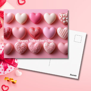 Pink Chocolate Hearts Valentine`s Day Card 